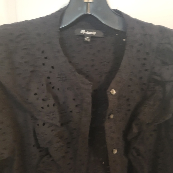 Madewell Eyelet Ruffle Front Blouse Size Medium - Picture 8 of 11